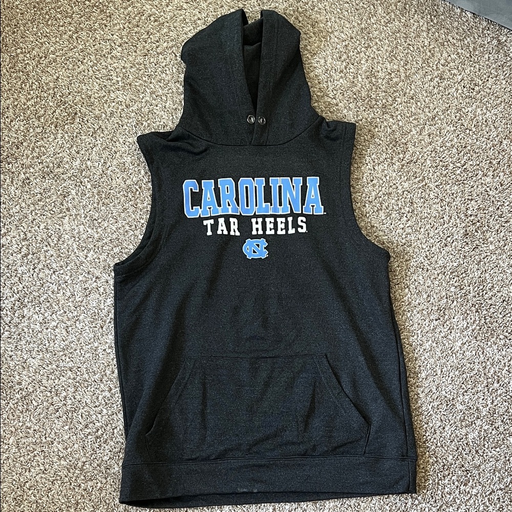 Carolina Tar Heels Sleeveless Hoodie - Black with Carolina Blue